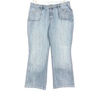Chicos Jeans Womens 2.5 14 Blue Platinum‎ Denim Bootcut Light Wash Flap Pockets